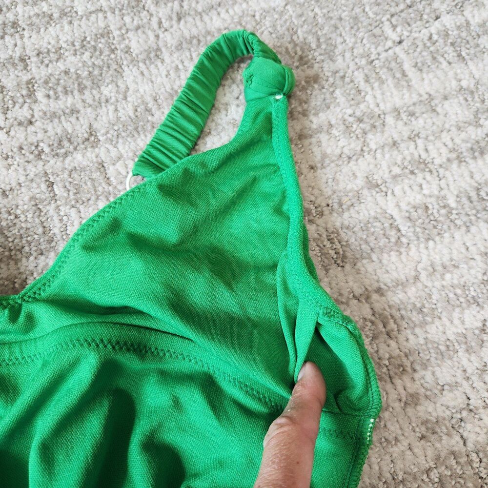 Sanctuary womens high leg one piece swimsuit kelly green micro terry size M - Picture 11 of 12